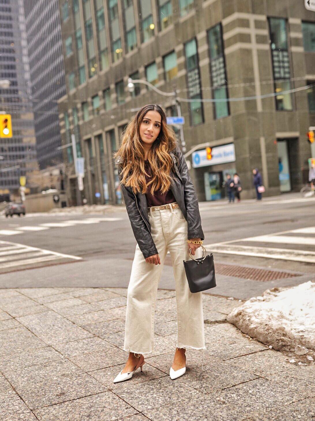 Leather jacket toronto weather cold faiza inam sincerely humble fashion blog ootd street style 1