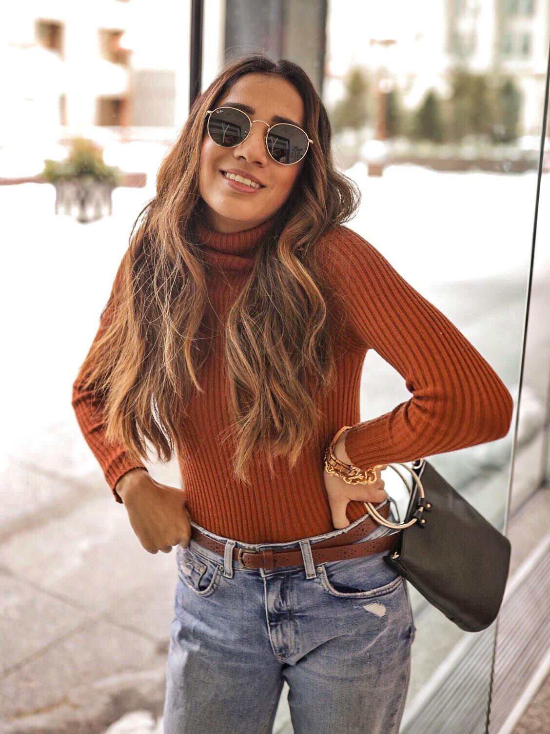 Street style boyfriend jeans Toronto fashion week ootd hm jeans asos boots faiza inam sincerely humble 6