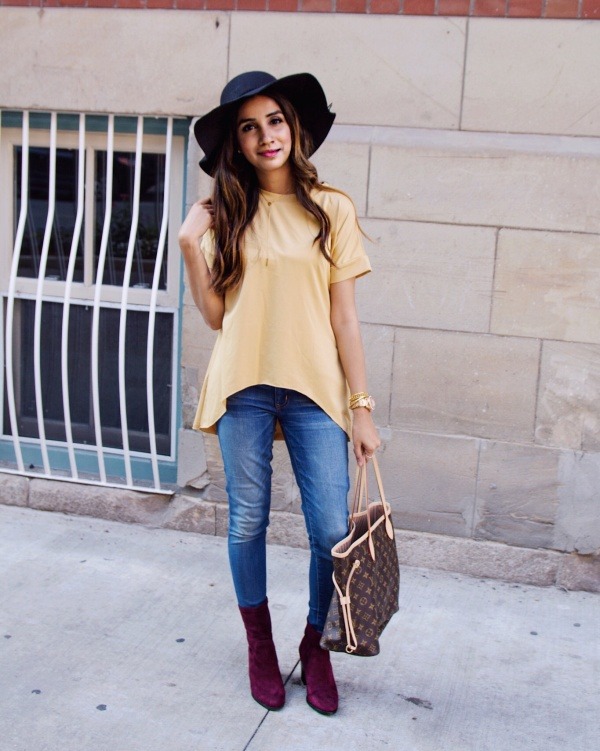 Mustard top with hat
