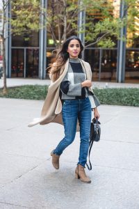 Comfy checkered top and coat boohoo coat shein sweater boots fall look fall inspired