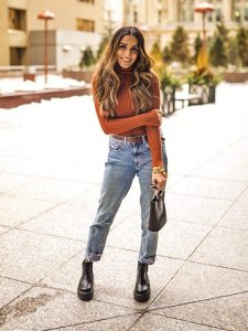 Street style boyfriend jeans Toronto fashion week ootd hm jeans asos boots faiza inam sincerely humble 4