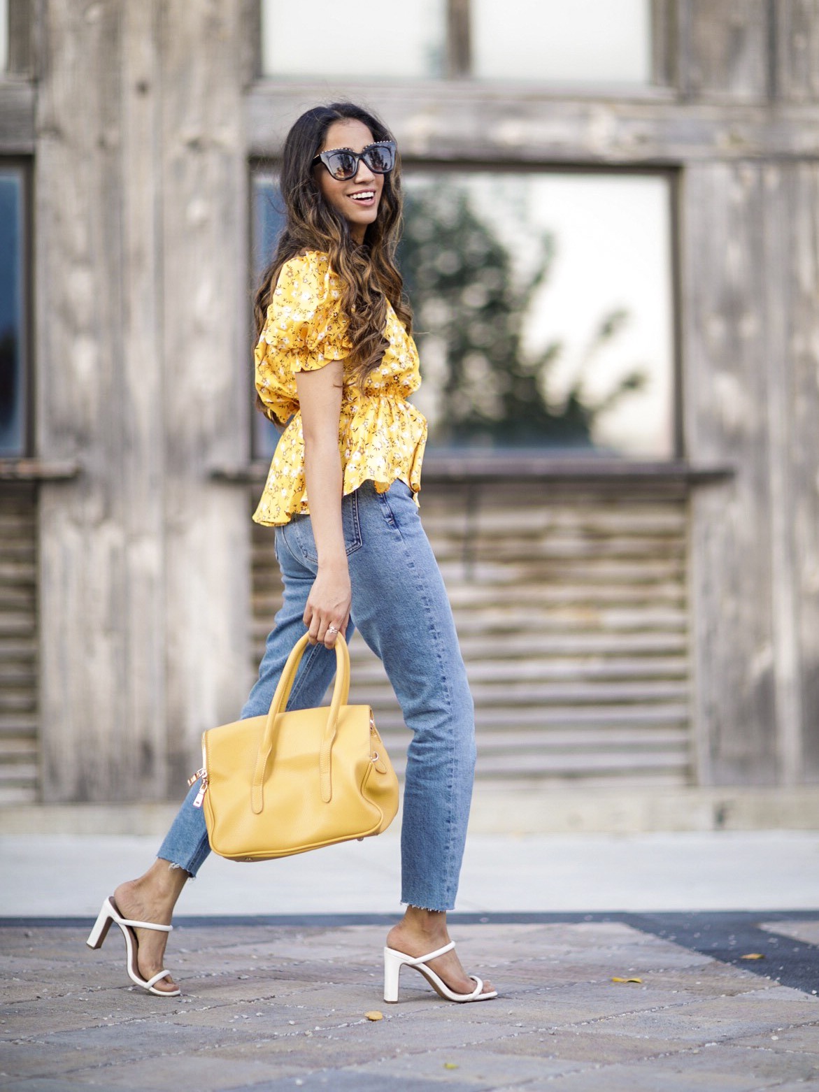 Add these Trending Summer Shoes to your Wishlist High Heels Mule Sandals by Steve Madden White heels 2019 trend Sincerely Humble Faiza Inam Puffy Sleeves Bouse Yellow Floral 4