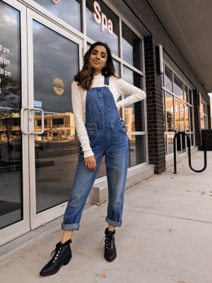 Your Ultimate Guide to Styling Overalls Sincerely Humble Lulus Faiza Inam How to Style sweater casual affordable fashion 2