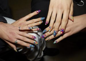 ESSIE FW Sep 2019 Jeremy Scott Graphic Nails Artist Miss Pop Nails NYFW Faiza Inam SincerelyHumble Saturated colors geometric shapes animal prints 3
