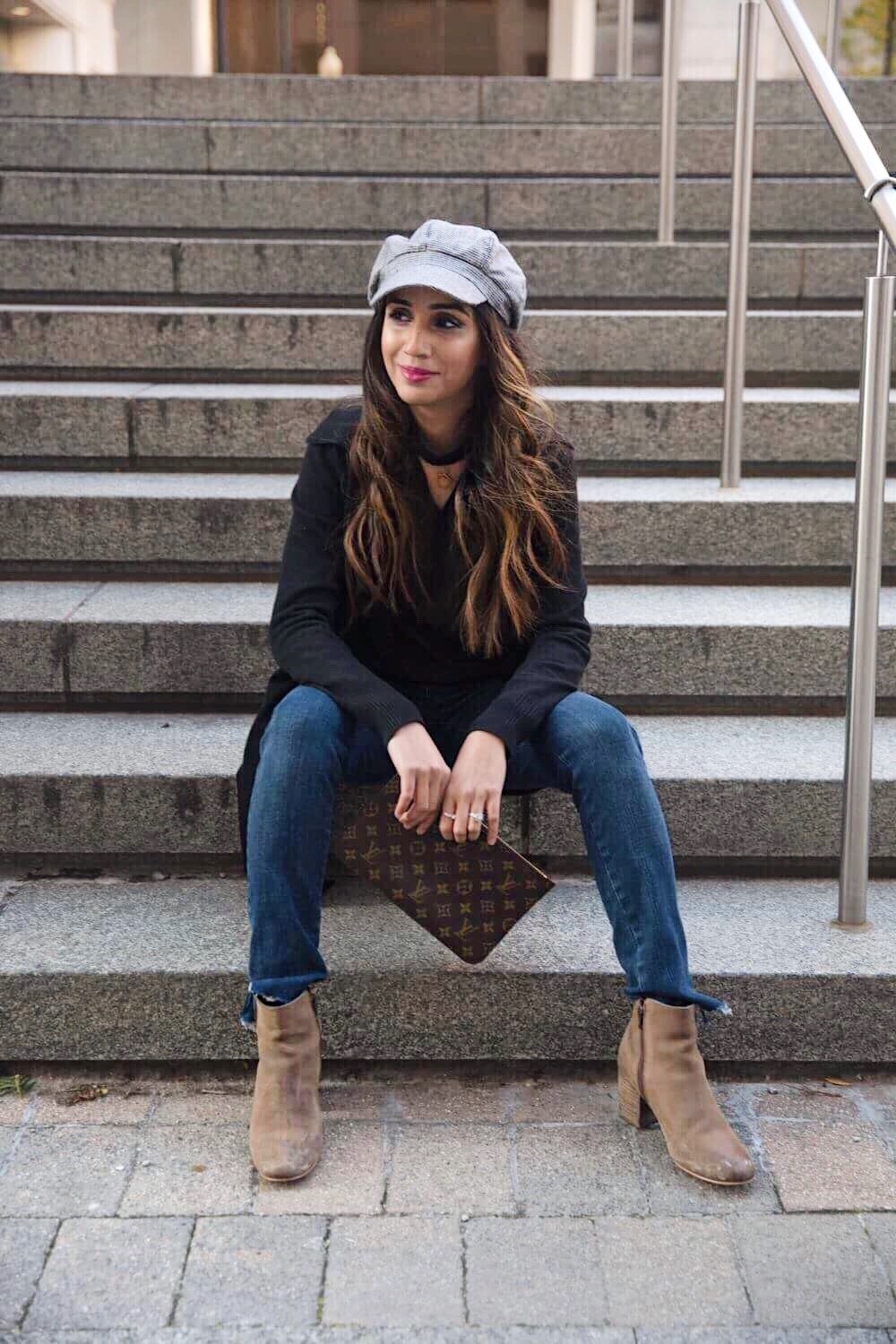 I-Wear-These-Sweaters-on-Repeat-Every-Year-Faiza-Inam-SincereluHumble-Blog-streetstyle-version-spoofstore-sweater-louis-vuitton-bakeboy-hat-fall-inspired-fall-look-2