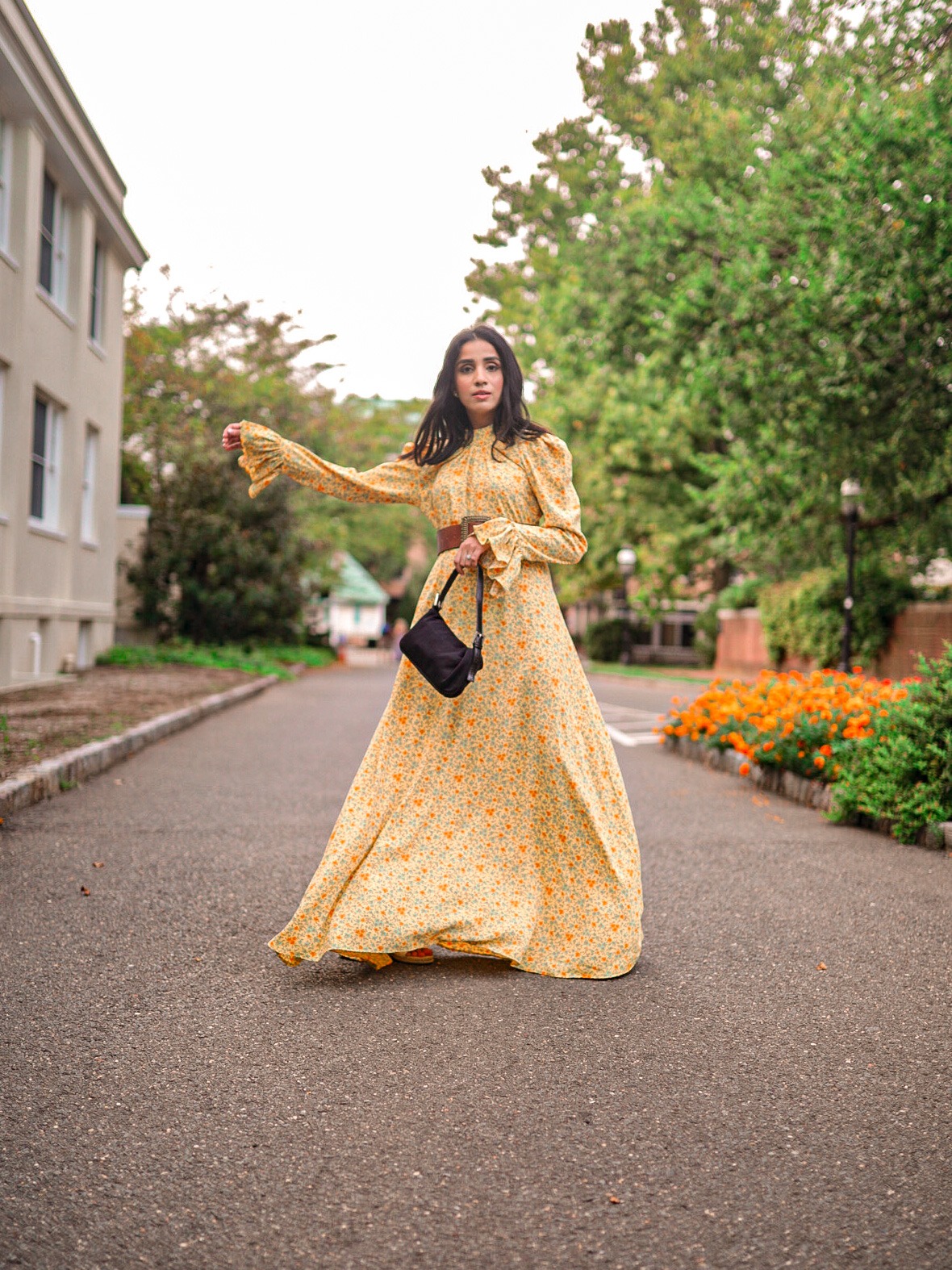 Modest Pieces I am Currently Loving Colettaa Collection Faiza Inam modest clothes look yellow flare pleated neck dress 1