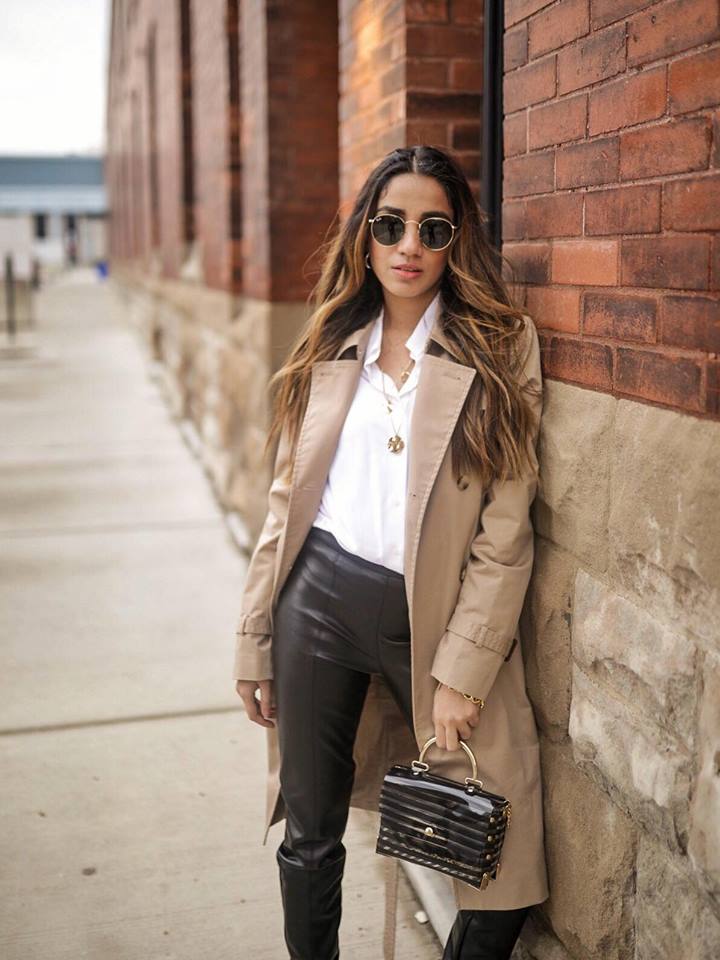 How To Style Leather Leggings This Season Faiza Inam spanx leather look sincerely humble 2020 look 1