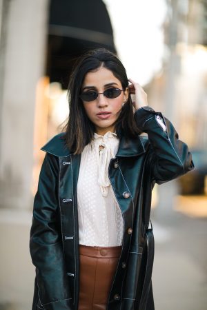 How To Style Leather Leggings This Season Faiza Inam spanx leather look sincerely humble 2020 look 3