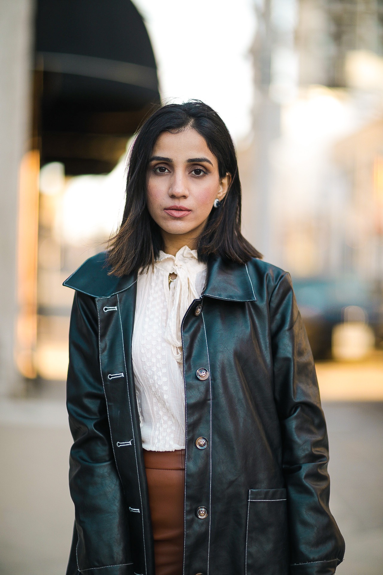 How To Style Leather Leggings This Season Faiza Inam spanx leather look sincerely humble 2020 look 4