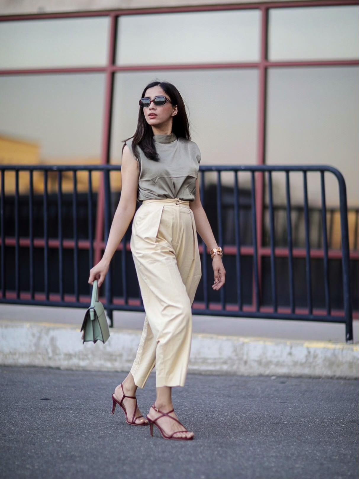 Under $50 Trends That Won't Disappoint This Summer army green yellow combination color street style faiza inam pinterest summer look 1